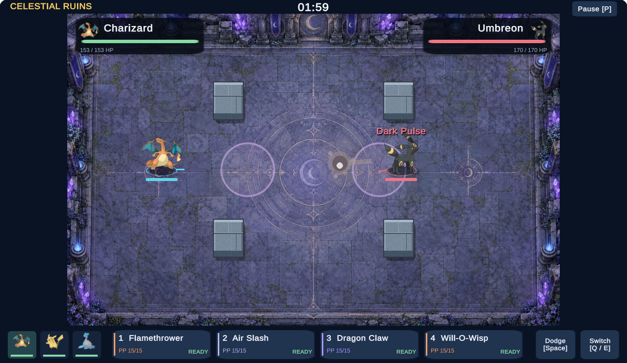 Celestial Ruins — actual browser gameplay showing its floor, boundary and cover